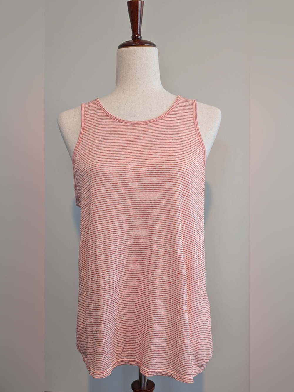 FRAME Women’s Linen Ringer Striped Tank A-Line Swing Top Red White Size Small